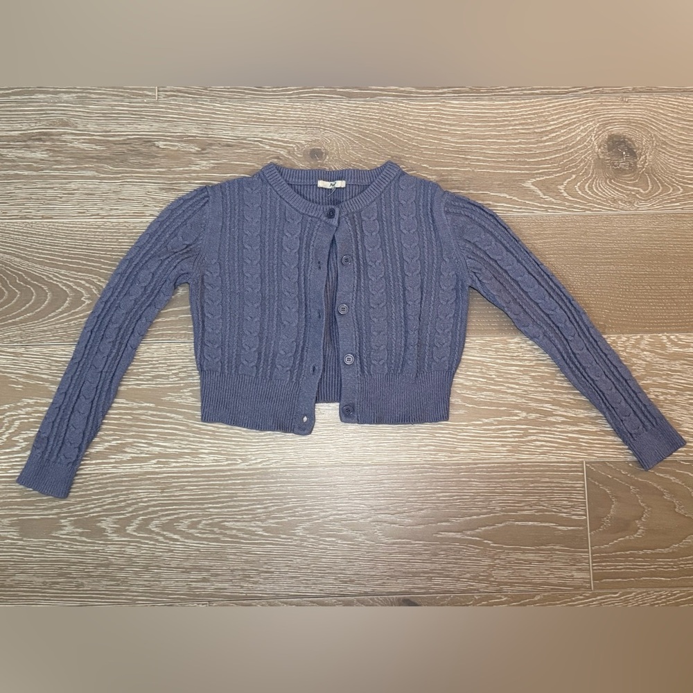 Papaya Purple Cable Knit Cropped Cardigan – Size M